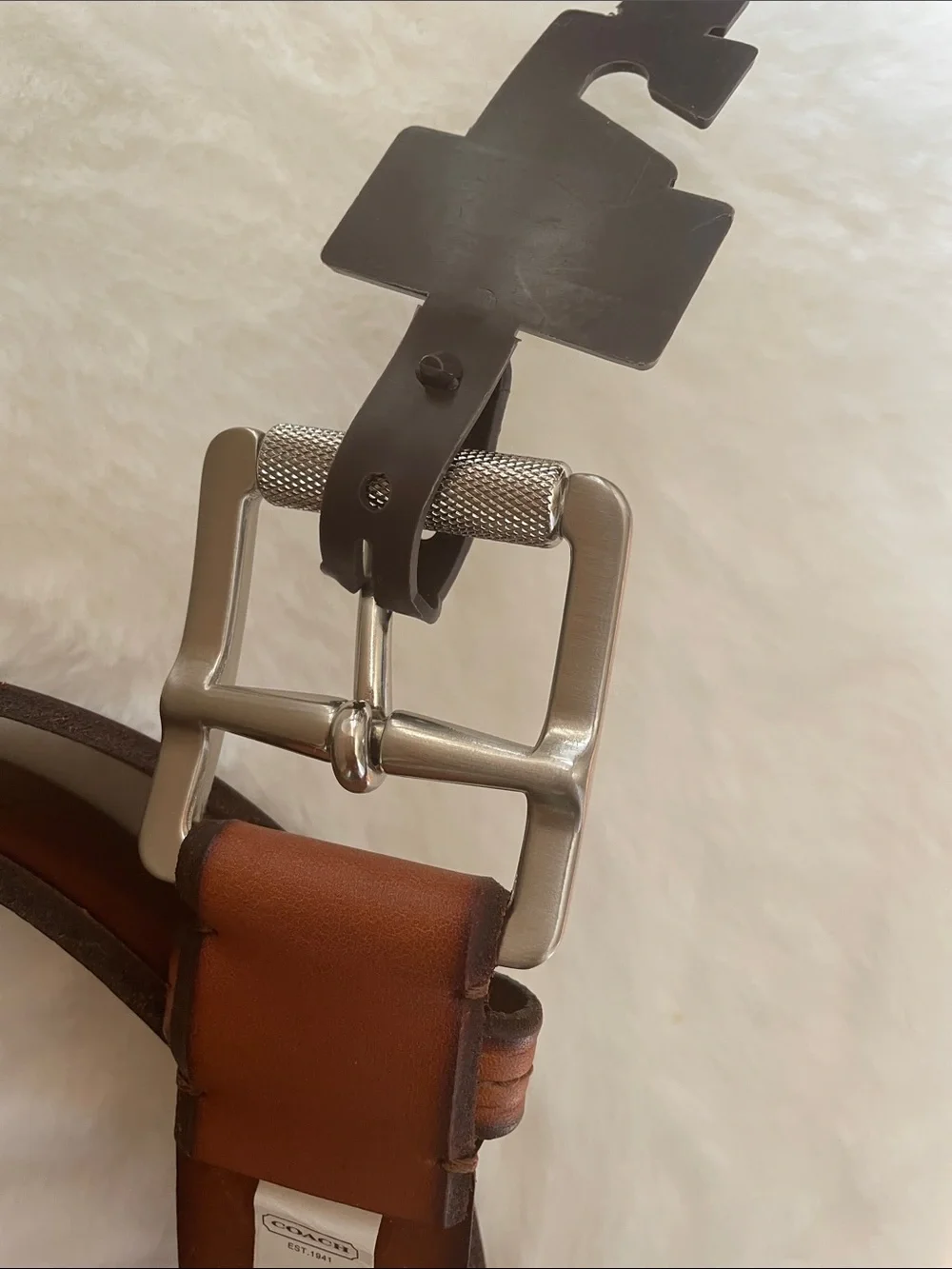 Coach Men's Brown Leather Belt with Silver Buckle